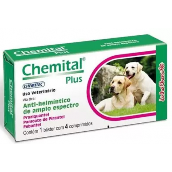 Chemital Plus Para Cachorro 4 Comprimidos - Vermífugo - Chemitec