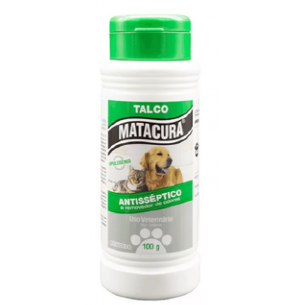 Talco Matacura Antisséptico Hipoalergênico para Cães e Gatos 100g