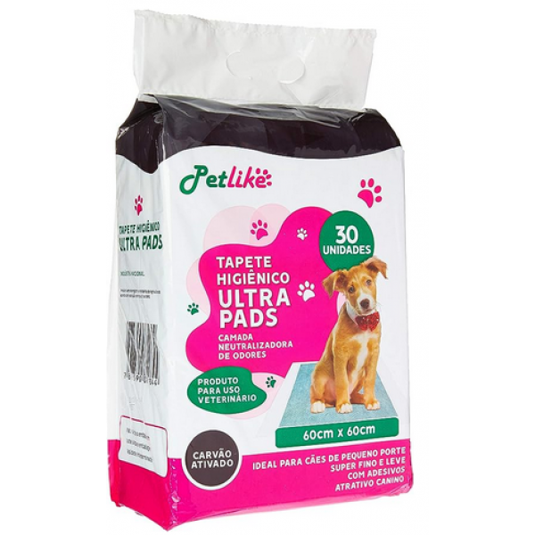 Petlike - Tapete Higiênico Ultra Pads - Carvão Ativado - 60x60cm - 30und